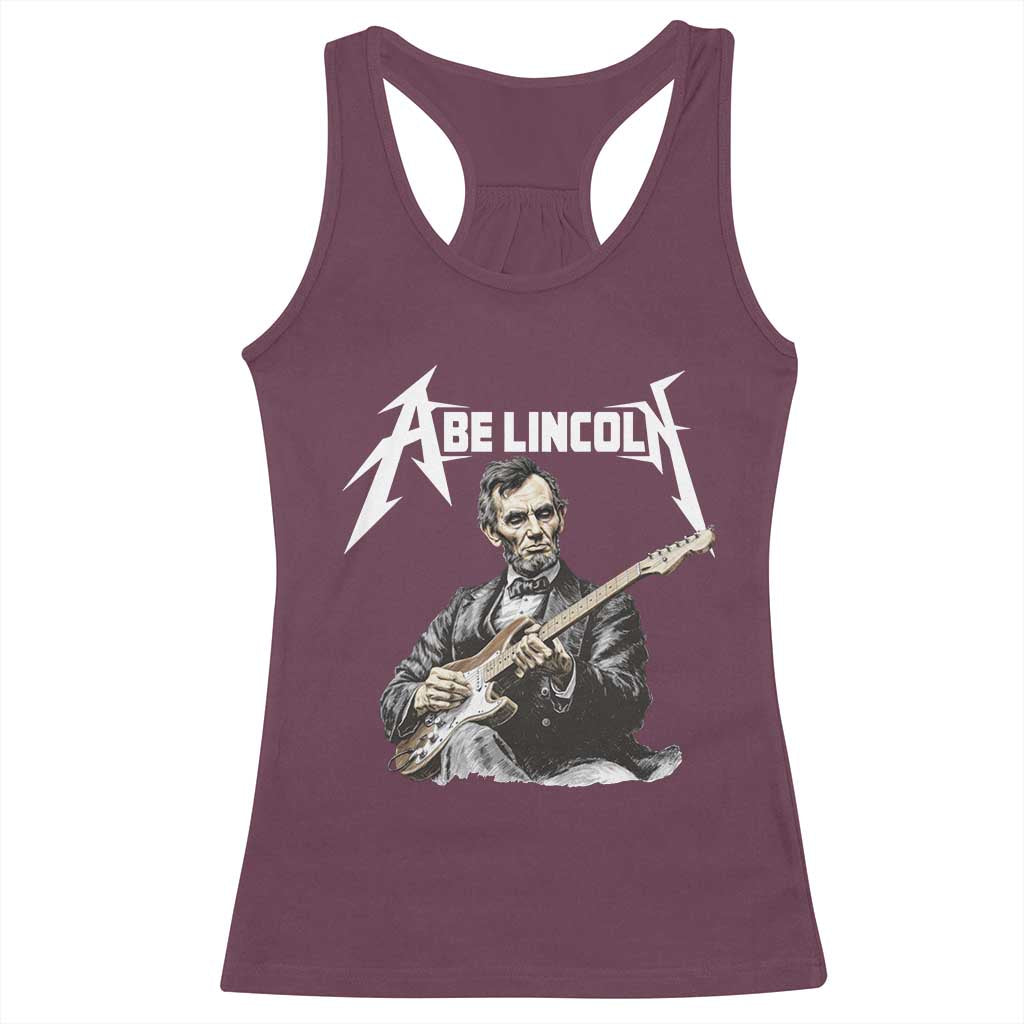 Abe Lincoln Playing Electric Guitar Rocker Racerback Tank Top TS11 Maroon Print Your Wear