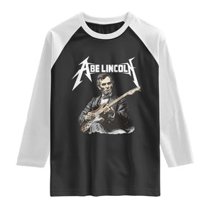 Abe Lincoln Playing Electric Guitar Rocker Raglan Shirt TS11 Black White Print Your Wear