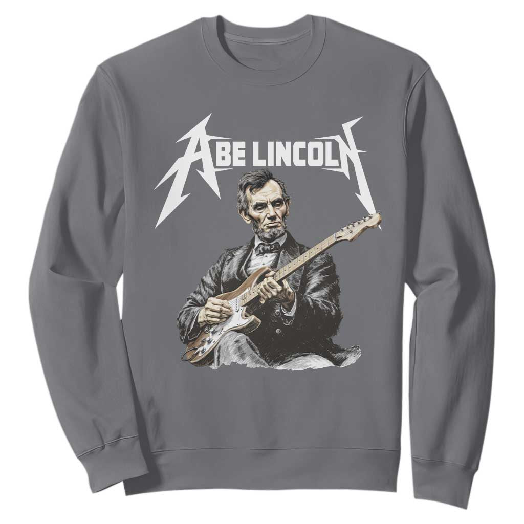 Abe Lincoln Playing Electric Guitar Rocker Sweatshirt TS11 Charcoal Print Your Wear