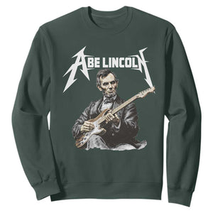 Abe Lincoln Playing Electric Guitar Rocker Sweatshirt TS11 Dark Forest Green Print Your Wear