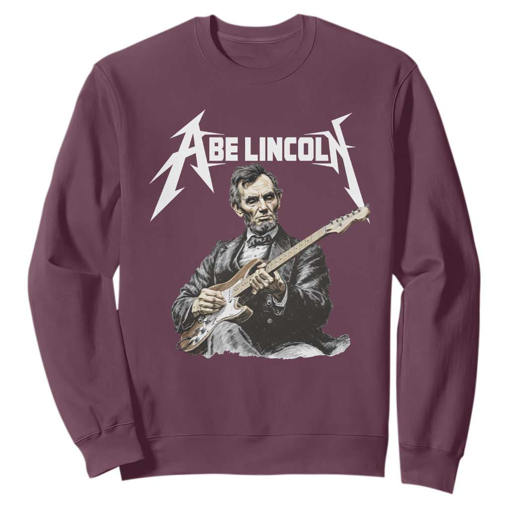 Abe Lincoln Playing Electric Guitar Rocker Sweatshirt TS11 Maroon Print Your Wear
