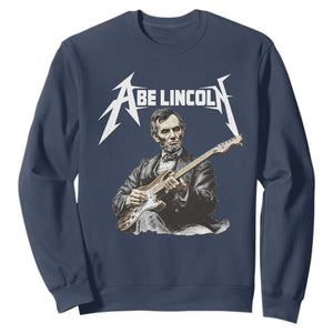 Abe Lincoln Playing Electric Guitar Rocker Sweatshirt TS11 Navy Print Your Wear