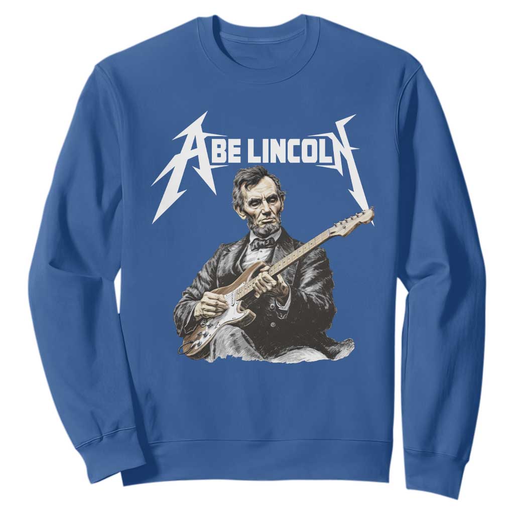 Abe Lincoln Playing Electric Guitar Rocker Sweatshirt TS11 Royal Blue Print Your Wear