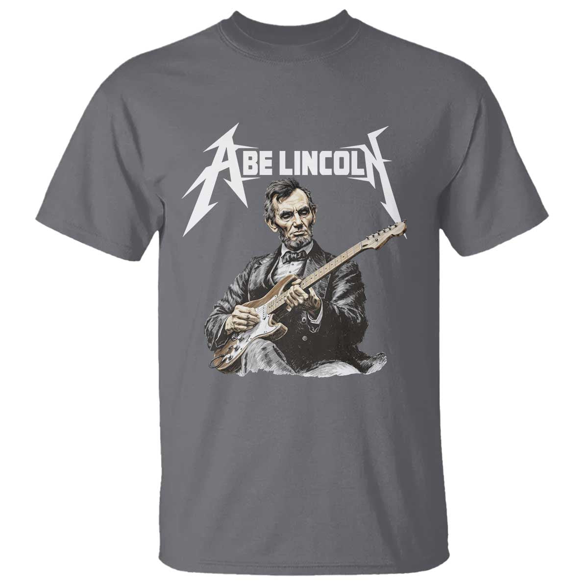 Abe Lincoln Playing Electric Guitar Rocker T Shirt TS11 Charcoal Print Your Wear