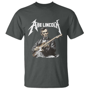 Abe Lincoln Playing Electric Guitar Rocker T Shirt TS11 Dark Heather Print Your Wear