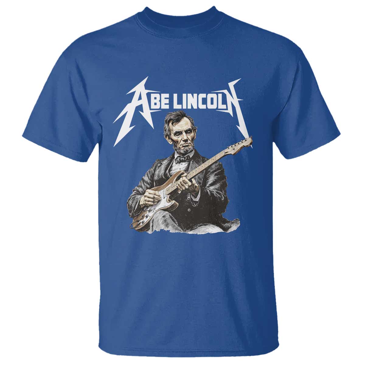 Abe Lincoln Playing Electric Guitar Rocker T Shirt TS11 Royal Blue Print Your Wear