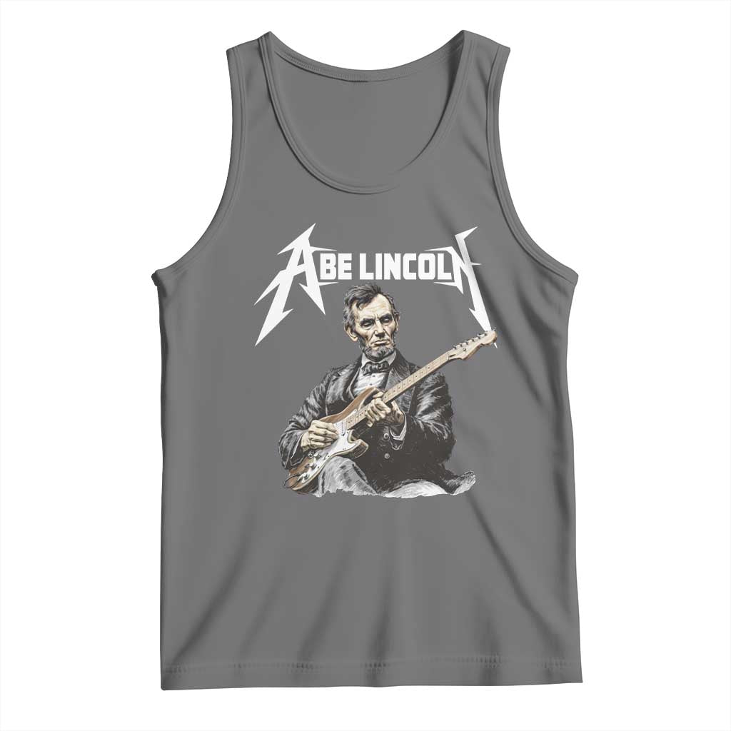 Abe Lincoln Playing Electric Guitar Rocker Tank Top TS11 Black Heather Print Your Wear