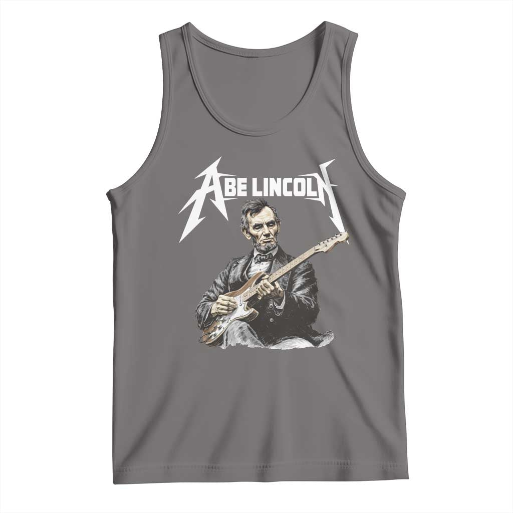 Abe Lincoln Playing Electric Guitar Rocker Tank Top TS11 Deep Heather Print Your Wear