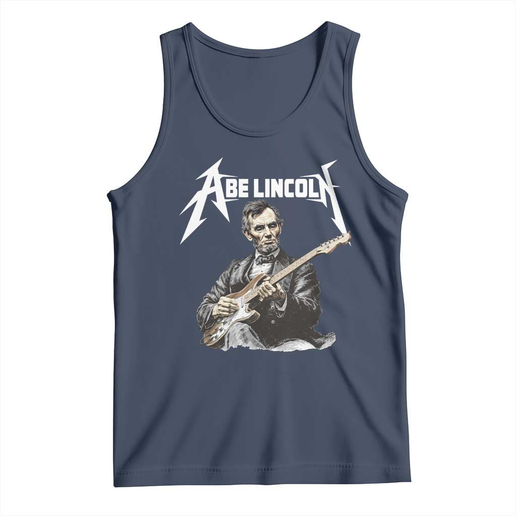 Abe Lincoln Playing Electric Guitar Rocker Tank Top TS11 Navy Print Your Wear