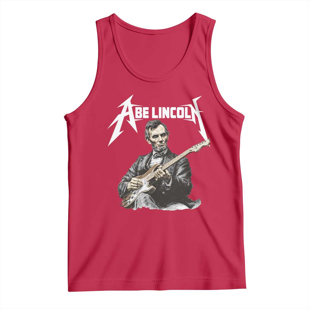 Abe Lincoln Playing Electric Guitar Rocker Tank Top TS11 Red Print Your Wear