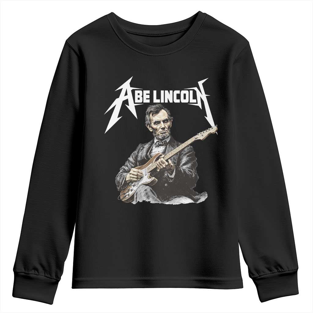 Abe Lincoln Playing Electric Guitar Rocker Youth Sweatshirt TS11 Black Print Your Wear
