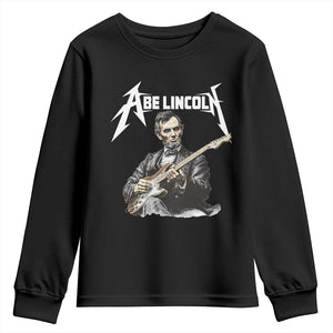 Abe Lincoln Playing Electric Guitar Rocker Youth Sweatshirt TS11 Black Print Your Wear