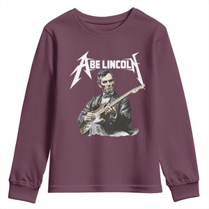 Abe Lincoln Playing Electric Guitar Rocker Youth Sweatshirt TS11 Maroon Print Your Wear