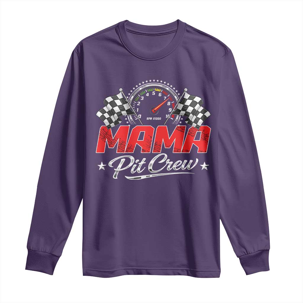 Mama Pit Crew Long Sleeve Shirt Racing Family Matching Mothers Day TS11 Purple Print Your Wear