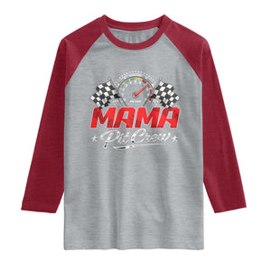 Mama Pit Crew Raglan Shirt Racing Family Matching Mothers Day TS11 Heather Gray Heather Red Print Your Wear