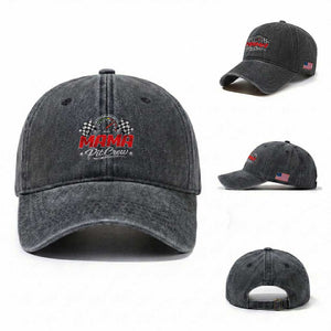 Mama Pit Crew Washed Cotton Baseball Cap Racing Family Matching Mothers Day TS11 Washed Cap Universal Fit Dark Gray Print Your Wear
