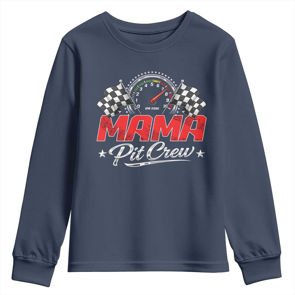 Mama Pit Crew Youth Sweatshirt Racing Family Matching Mothers Day TS11 Navy Print Your Wear