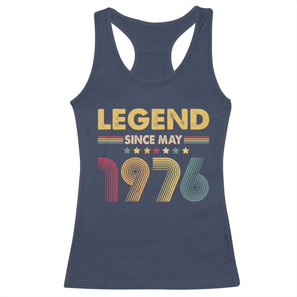May 50th Birthday Racerback Tank Top Legends Since May 1976 Retro Bday TS11 Navy Print Your Wear