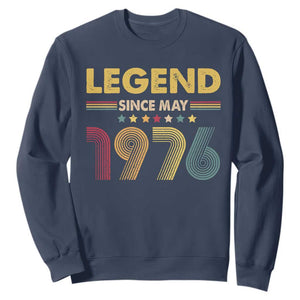 May 50th Birthday Sweatshirt Legends Since May 1976 Retro Bday TS11 Navy Print Your Wear