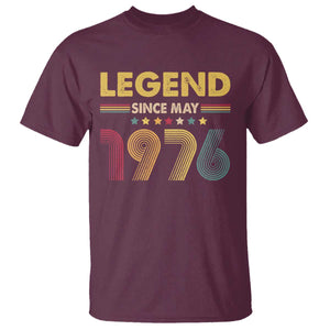 May 50th Birthday T Shirt Legends Since May 1976 Retro Bday TS11 Maroon Print Your Wear