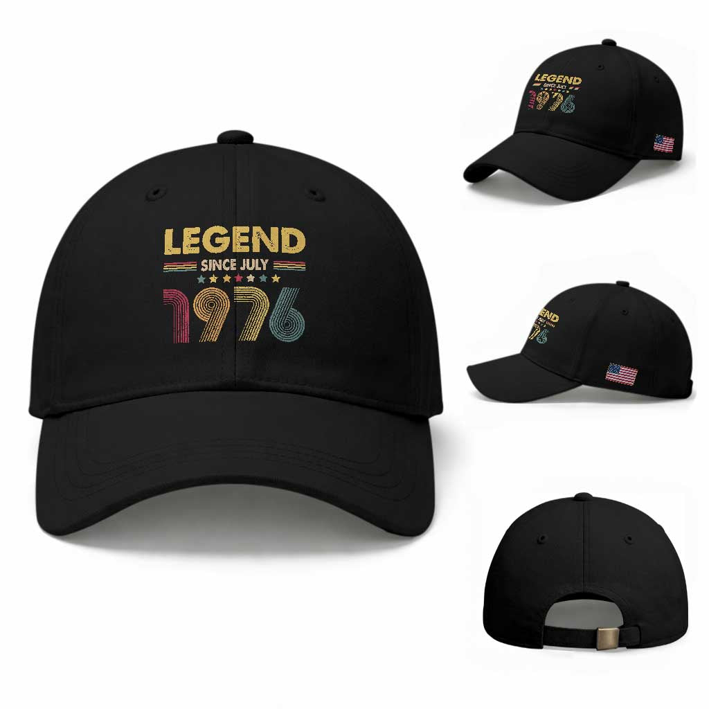 July 50th Birthday Baseball Cap Legends Since July 1976 Retro Bday TS11 Baseball Cap Universal Fit Black Print Your Wear
