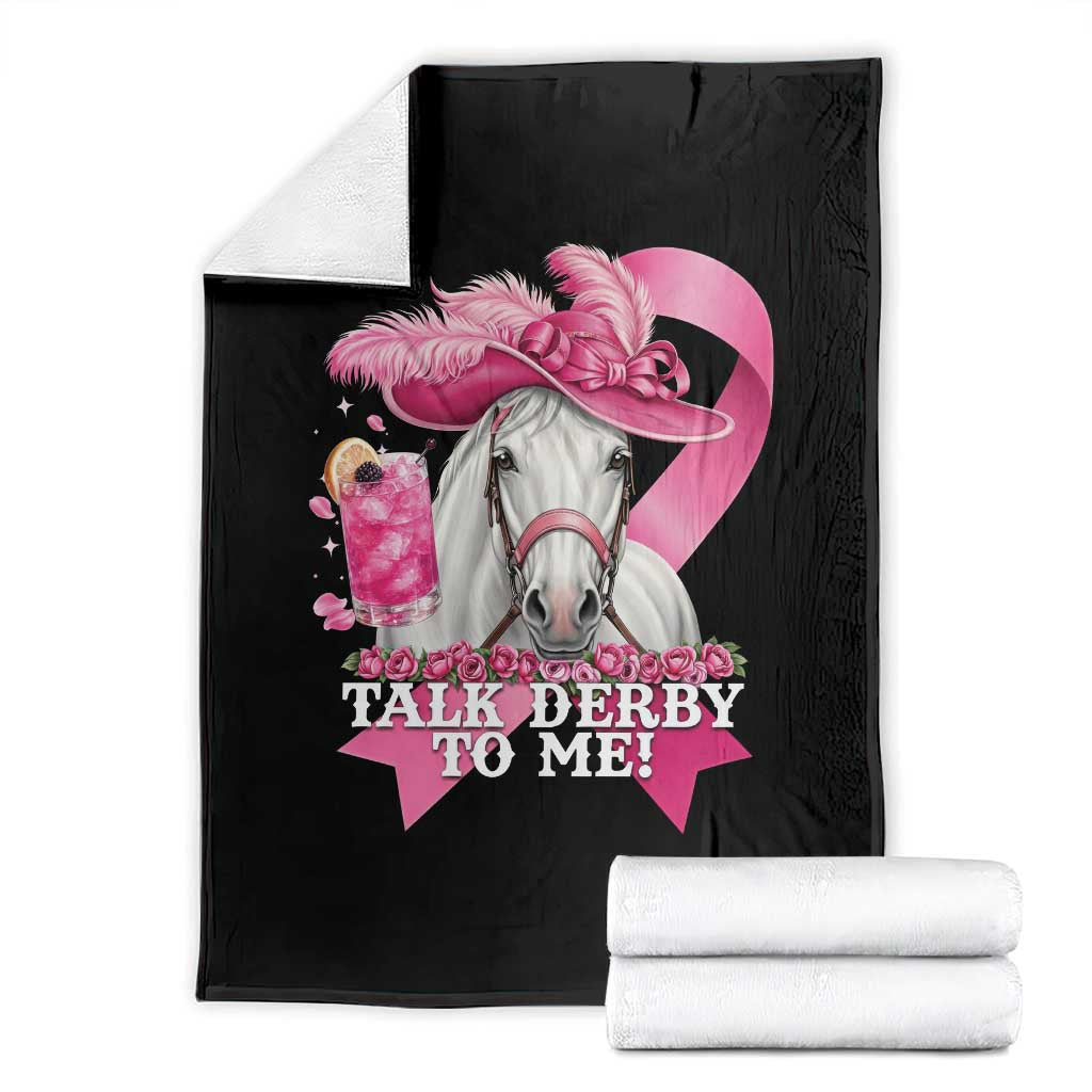 Talk Derby To Me Throw Blanket Funny Horse Racing Oaks Derby Day Pink Ribbon TS11 Black Print Your Wear