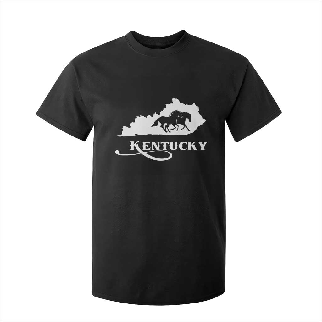 Kentucky Horse Map State Derby Day T Shirt For Kid TS11 Black Print Your Wear