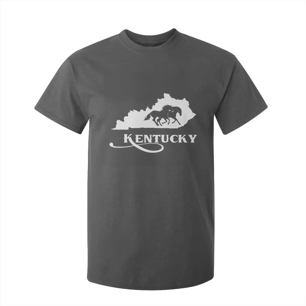 Kentucky Horse Map State Derby Day T Shirt For Kid TS11 Dark Heather Print Your Wear