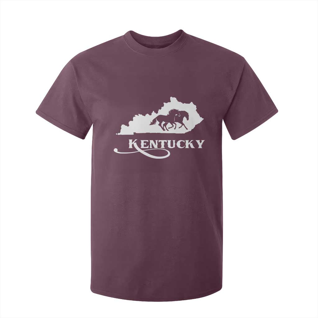 Kentucky Horse Map State Derby Day T Shirt For Kid TS11 Maroon Print Your Wear
