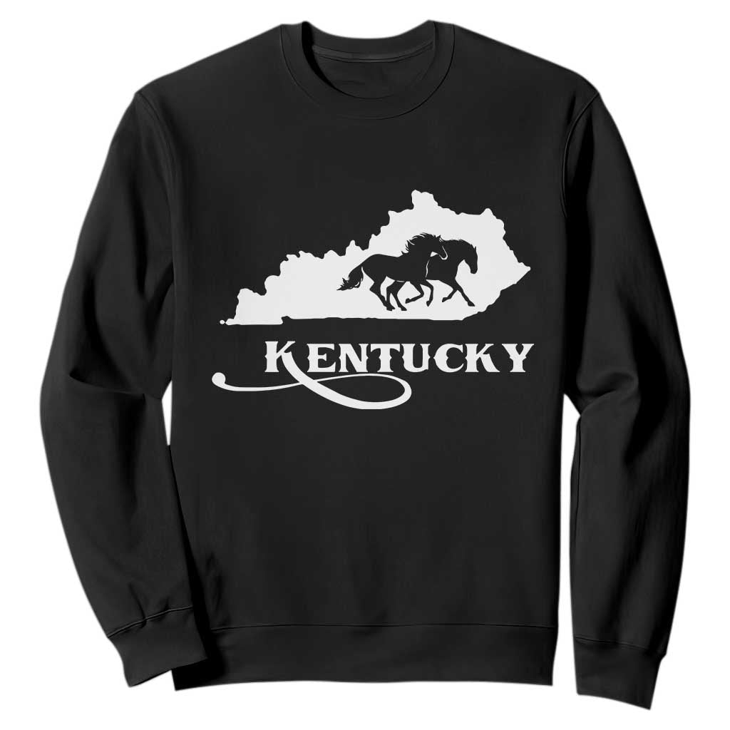 Kentucky Horse Map State Derby Day Sweatshirt TS11 Black Print Your Wear