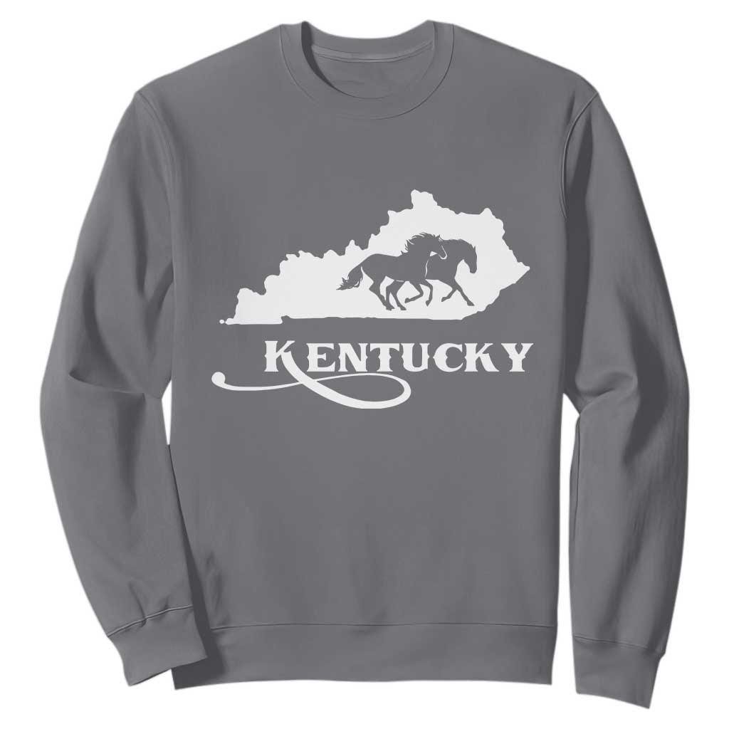 Kentucky Horse Map State Derby Day Sweatshirt TS11 Charcoal Print Your Wear