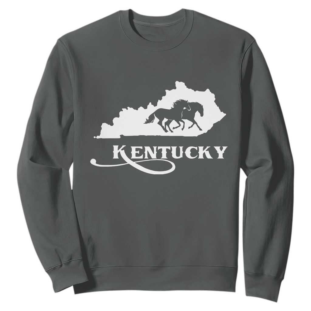 Kentucky Horse Map State Derby Day Sweatshirt TS11 Dark Heather Print Your Wear