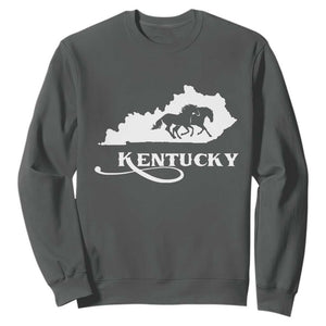 Kentucky Horse Map State Derby Day Sweatshirt TS11 Dark Heather Print Your Wear