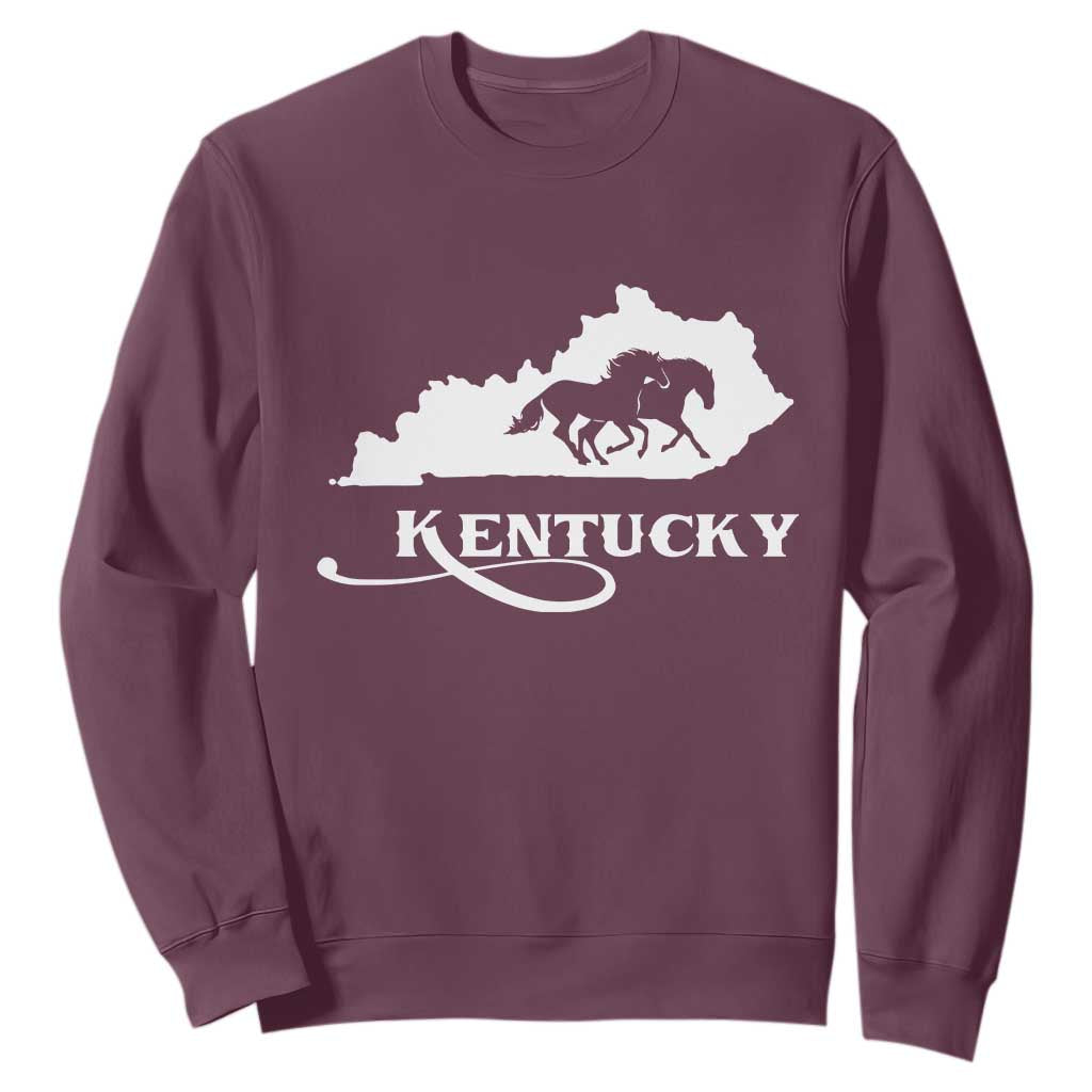 Kentucky Horse Map State Derby Day Sweatshirt TS11 Maroon Print Your Wear