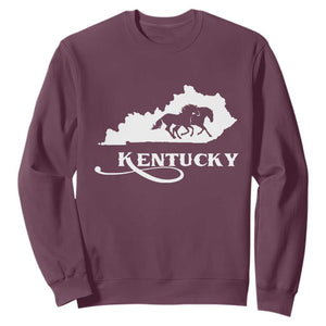 Kentucky Horse Map State Derby Day Sweatshirt TS11 Maroon Print Your Wear