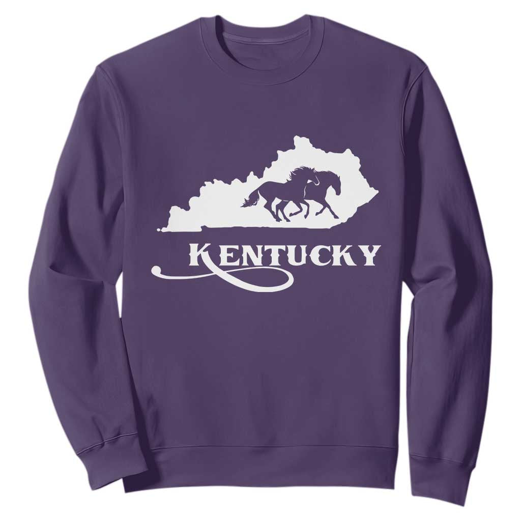 Kentucky Horse Map State Derby Day Sweatshirt TS11 Purple Print Your Wear
