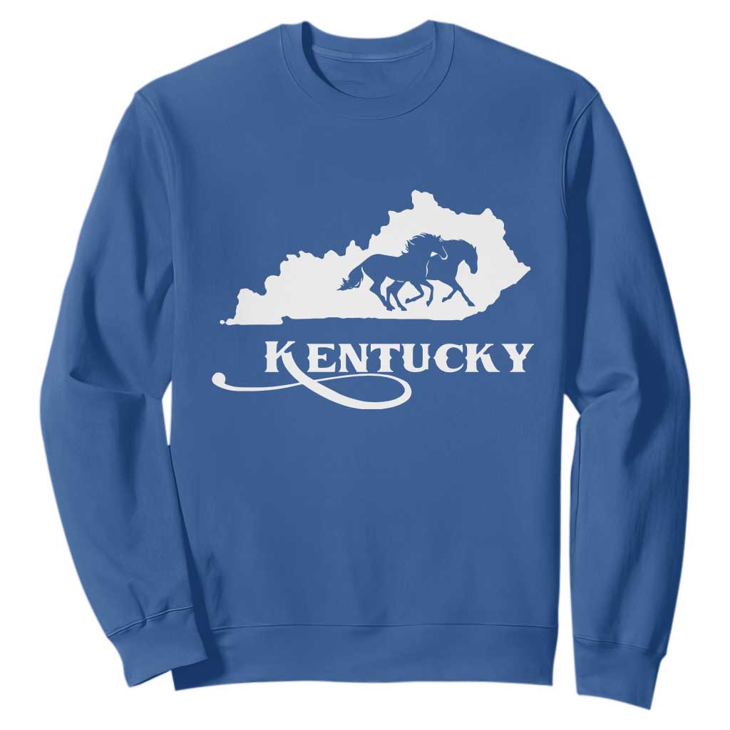 Kentucky Horse Map State Derby Day Sweatshirt TS11 Royal Blue Print Your Wear