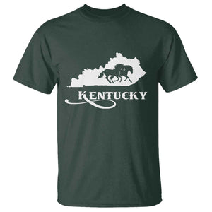 Kentucky Horse Map State Derby Day T Shirt TS11 Dark Forest Green Print Your Wear