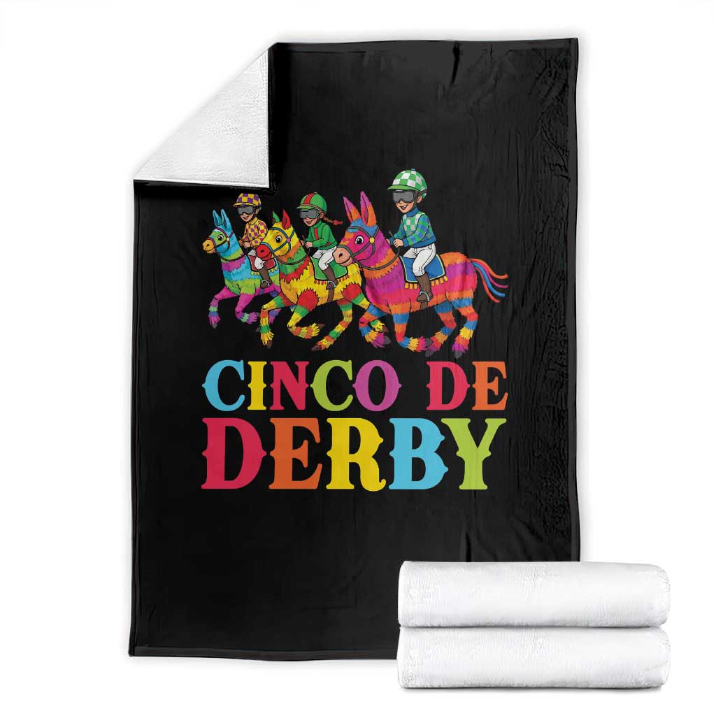 Cinco De Derby Throw Blanket Funny Mexican Derby Pinata Horse Race TS11 Black Print Your Wear