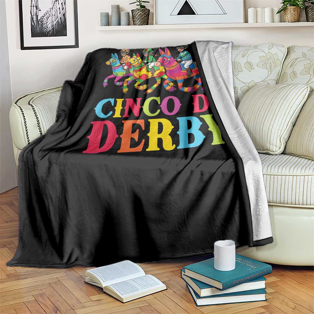 Cinco De Derby Throw Blanket Funny Mexican Derby Pinata Horse Race TS11 Print Your Wear