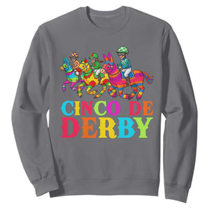 Cinco De Derby Sweatshirt Funny Mexican Derby Pinata Horse Race TS11 Charcoal Print Your Wear
