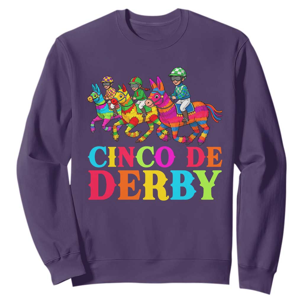 Cinco De Derby Sweatshirt Funny Mexican Derby Pinata Horse Race TS11 Purple Print Your Wear