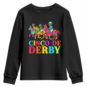 Cinco De Derby Youth Sweatshirt Funny Mexican Derby Pinata Horse Race TS11 Black Print Your Wear