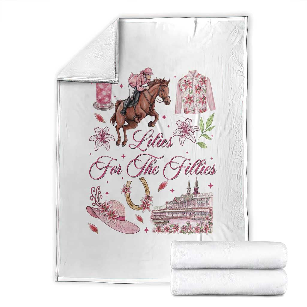 Derby Horse Racing Day Throw Blanket Lilies For The Fillies Stargazer Lily Flower TS11 White Print Your Wear
