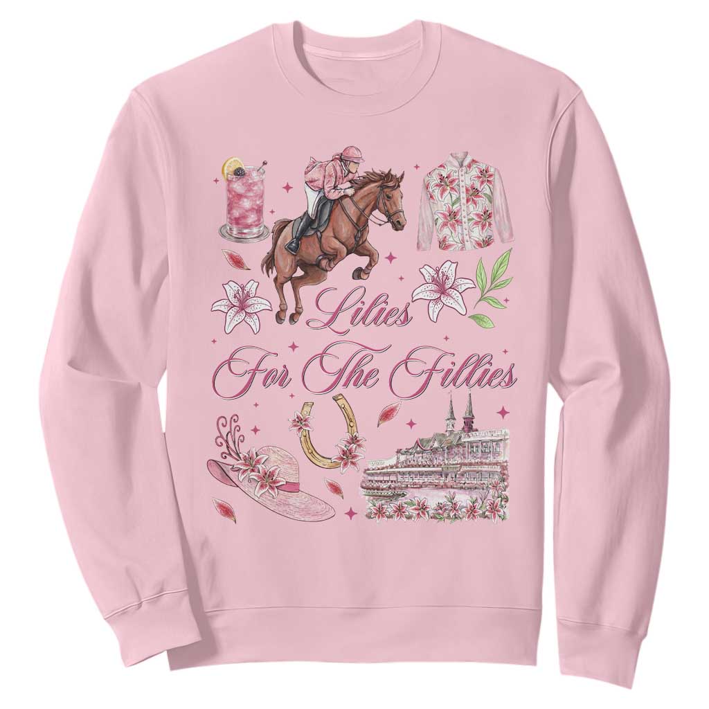 Derby Horse Racing Day Sweatshirt Lilies For The Fillies Stargazer Lily Flower TS11 Light Pink Print Your Wear