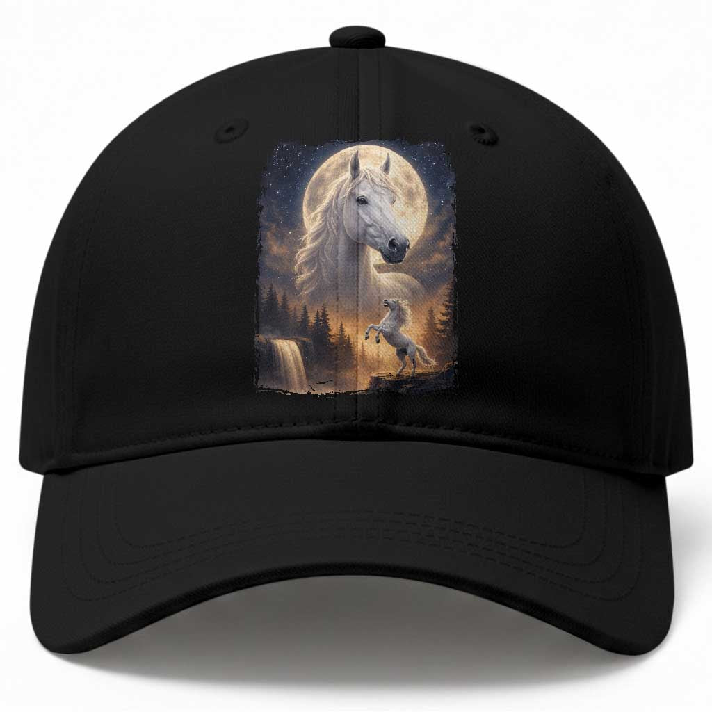 Horse Neighing To The Moon Baseball Cap Vintage 90s Animal Horse Lover Equestrian TS11 Print Your Wear