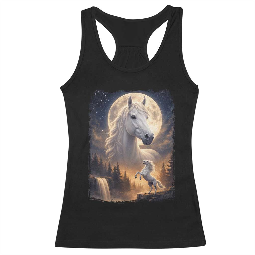 Horse Neighing To The Moon Racerback Tank Top Vintage 90s Animal Horse Lover Equestrian TS11 Black Print Your Wear