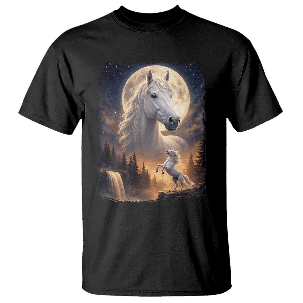 Horse Neighing To The Moon T Shirt Vintage 90s Animal Horse Lover Equestrian TS11 Black Print Your Wear