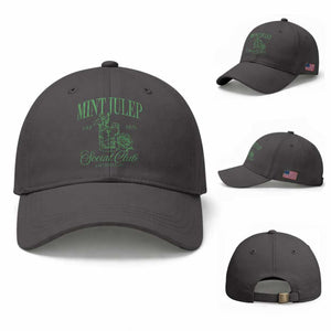 Mint Julep Social Club KY Funny Derby Cocktail Baseball Cap TS11 Baseball Cap Universal Fit Dark Gray Print Your Wear