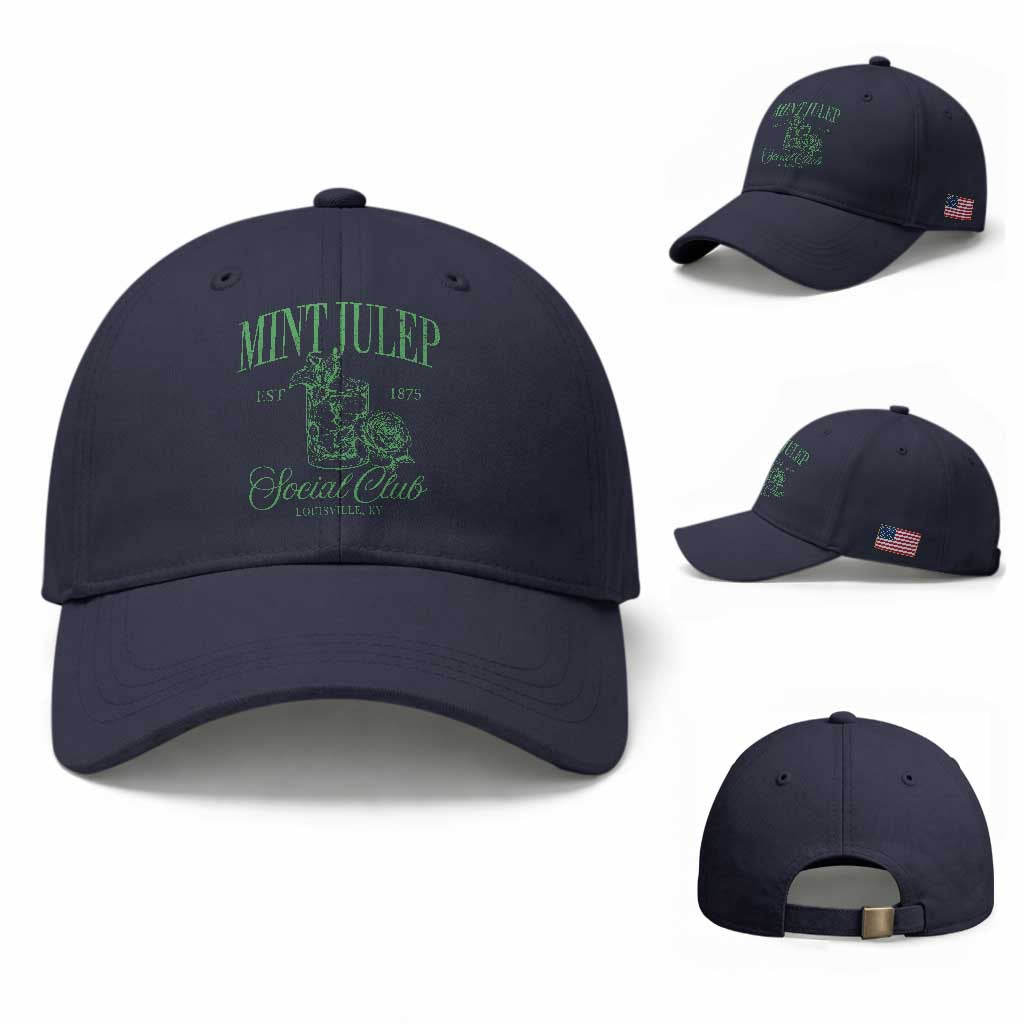 Mint Julep Social Club KY Funny Derby Cocktail Baseball Cap TS11 Baseball Cap Universal Fit Navy Print Your Wear